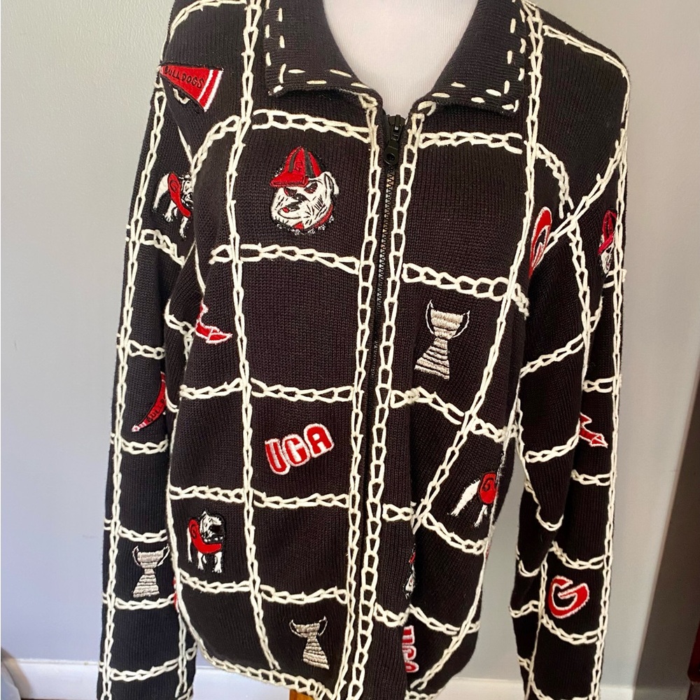 Modern Black and White Graphic Cardigan Sweater